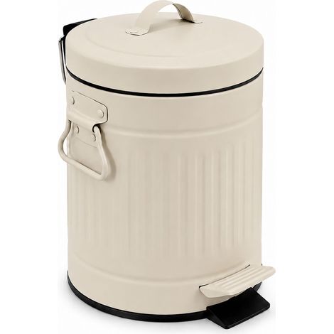 Cestino da bagno a pedale in stile retrò beige, capacità 3 litri (1/5)