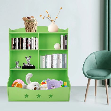 Bibliothèque Enfants en PVC, Organisateur de rangement pour enfants, Étagère de Rangement, armoire de rangement pour livres et Jouets, 76.5 x 34 x 93CM (1/5)