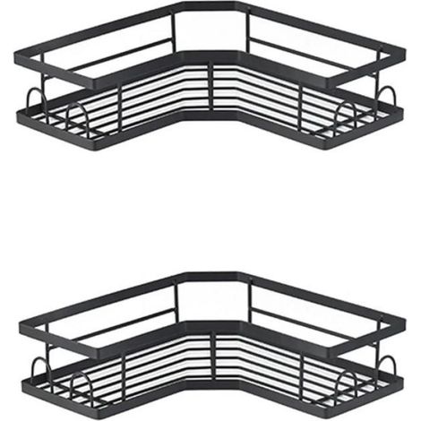 Ensemble 2 étagères douche angle sans perçage antirouille organisateur salle bain rangement (1/5)