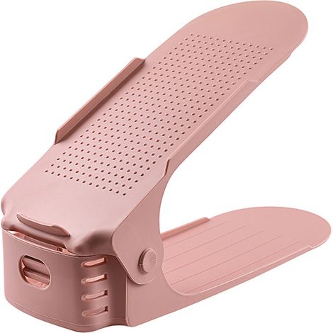 Rangement réglable double couche épaissie étagère à chaussures support de chaussures en couches maison dortoir étagère de rangement de chaussures armoire à chaussures support rose (1/5)