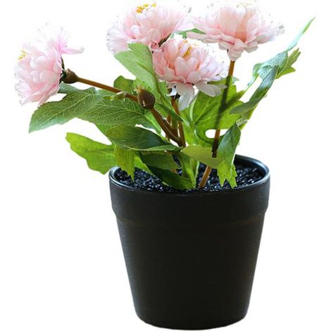 Boule De Fleurs Artificielles Chrysanthème - Petite Plante En Soie Pour Bureau - Pot En Céramique Décoratif - 1 Pièce (1/5)