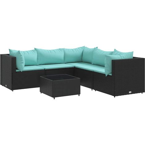 Maison Exclusive - Set Mobili da Giardino 6 pz con Cuscini in Polyrattan Nero