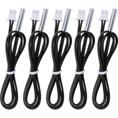 Pack of 10 K B3950 Temperature Sensor, -25 to 125 Degrees Celsius Temperature Sensor, 0.5 Meter 1.64 Feet Sensitive NTC Temperature Sensor Probe Made of Stainless Steel (1/5)