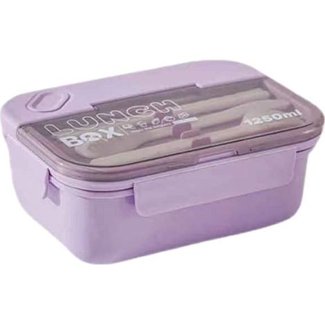 Boîte à lunch Bento 1250 ml Boîte à lunch pour enfants/adultes avec couverts et 3 compartiments étanches Boîte à lunch micro-ondes pour les pique-niques et le travail scolaire