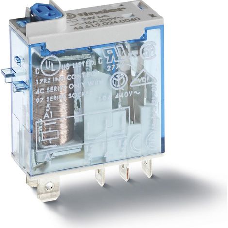 Relais miniature 1RT 16A 12V DC indicateur mécanique FINDER 466190120020