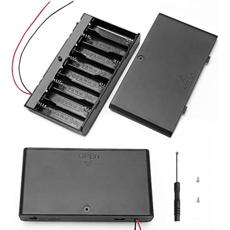 2 Pièces 12V AA Support de Batterie en Plastique Boîte de Stockage de Batterie, avec Interrupteur Marche/Arrêt + Fils Conducteurs (1/4)