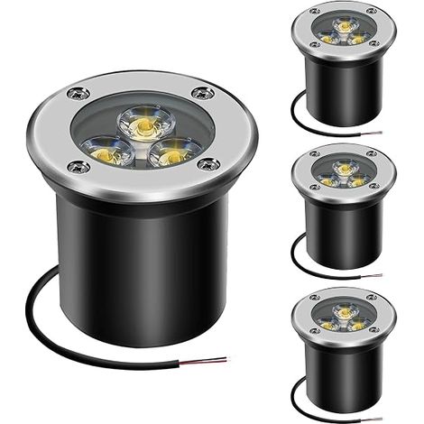 Outdoor Recessed LED Spotlight 4 Pack 3W IP65 Terrace Round 300 Lumen Garden Lighting Lamp for Garden Path Yard Garage Warm White (1/5)