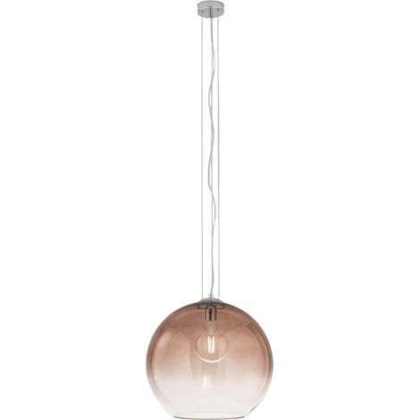 Suspension Perenz 10S48526 En Verre Soufflé Marron Transparent Dégradé Et Chrome Brillant, Culot E27, Diamètre 45 Cm, Hauteur 191 Cm. (1/3)