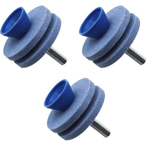 Afilador de cuchillas de cortacésped duradero para herramientas de jardín y taladro eléctrico, doble capa, 3 piezas (azul) (1/4)