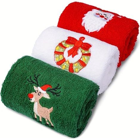 Tovaglioli natalizi: set da 3 con delicate fantasie, in cotone, 45 cm di lunghezza x 32 cm di larghezza. (1/5)