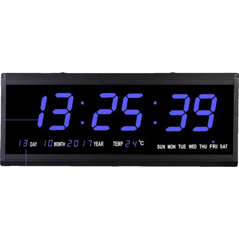 Horloge Murale Numérique LED, Affichage du Calendrier et de la Température, Énergétiquement Efficace 480 x 190 mm (1/2)