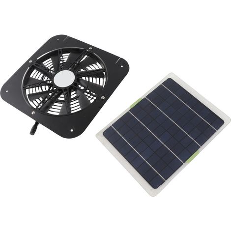 Ventilateur d'extraction solaire de 13 pouces avec panneau solaire de 10 W pour salle de bain ou entrepôt. (1/5)