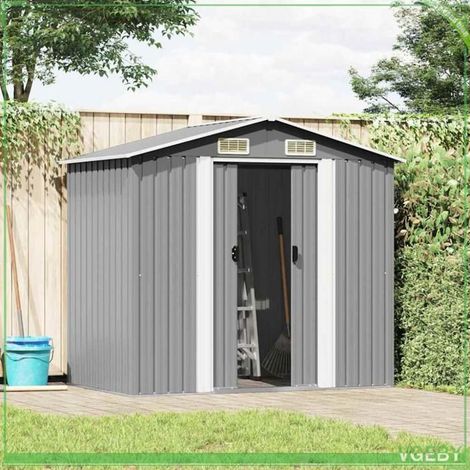 Abri de stockage pour jardin - FAFEICY - 42983 - Acier galvanisé - Gris - 204 x 132 x 186 cm - Portes coulissantes (1/5)