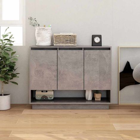 Buffet - Armoire de rangement Enfilade Gris béton 97x31x75 cm Aggloméré BV927162 - BonneVie (1/5)