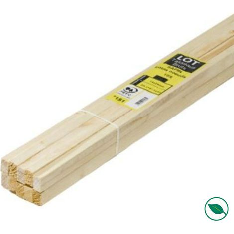 Forestea – Lot de 10 tasseaux sapin brut 2400 x 25 x 13 mm – Label PEFC 70% – Pour cloisons et supports en bois