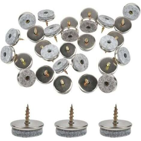 30 Pack Patin De Chaise, 18mm Diameter Patin Chaise. Patin Meuble Ave Feutres épai De 5mm Sont Une Protection Idéale Du Pied De Chaise, Avec Une Installation Facile Par Vis (1/4)
