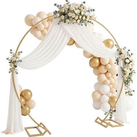Relaxdays Luftballon Bogen, Metall, Hochzeit, Geburtstag, Verlobung, HxB: 210x240 cm, Blumen, Ballons, Traubogen, gold (1/5)