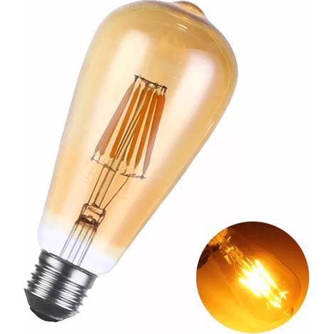 Lot de 6 - Ampoule LED E27 Vintage - Ampoule Edison Filament ST64 Décorative - 4 W Equivalent À 40 W Incandescente - Lampe Décorative - Blanc Chaud (1/5)