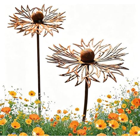 Décoration Jardin, Piquet de ,Piquets Décoratifs en Fer,Piquets de Jardins , en Métal Rouillé,pour Jardini,Terrasse,Balcon,Pot de Fleurs (1/5)