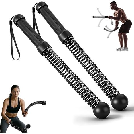 2 PCS Cordes Battle Rope Sans Fil avec Poids, Corde d’Entraînement Silencieuse pour Home Gym, Équipement de Fitness Portable pour Musculation, Cardio et Exercices des Bras, Intérieur Extérieur