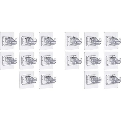 Lot de 2 supports de tringle à rideaux sans perçage, crochets adhésifs pour tringle à rideaux, pinces de fixation pour tringle à rideaux. (1/5)