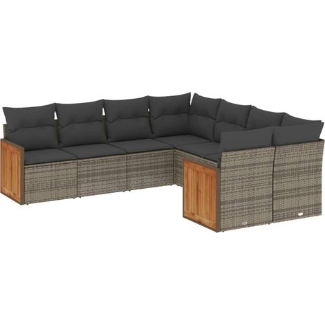 Maison Exclusive - 8-tlg. Garten-Sofagarnitur mit Kissen Grau Pol