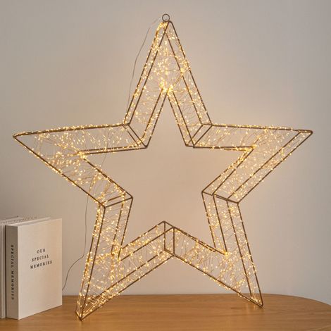 79cm Gold Christmas Star Light with 2400 Warm White LEDs & Timer (1/5)