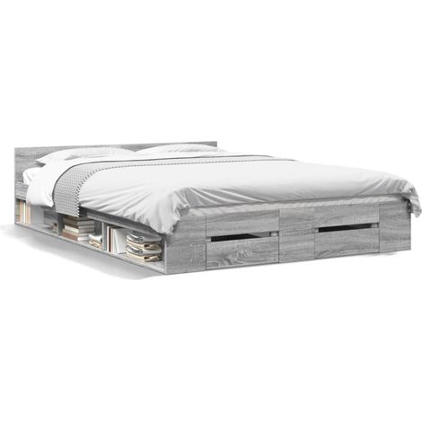 Maison Exclusive - Cama con cajones madera de ingeniería gris Son
