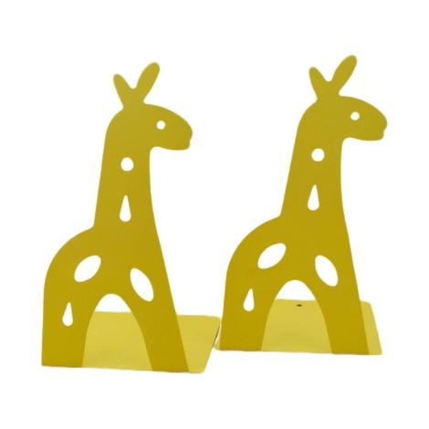 Bookends - Giraffe - Alliage De Zinc - Antidérapants Avec Pads En Eva - Pour Étagère Livres Bureau Décoration Intérieure - Lot De 2 - Jaune (1/5)