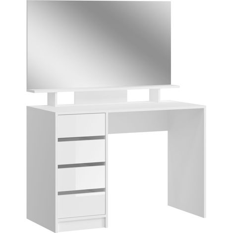 Coqueta ESTRELLA blanca con espejo – 110 cm, 4 cajones, estilo clásico