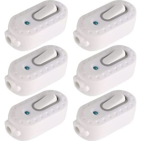 Interrupteur Bi-polaire,6 Pcs 6A Compact en Plastique On/Off Interrupteur à Bascule Interrupteur à Bascule Led Interrupteur en Ligne Cordon Lumière Interrupteur avec voyant pour Petit Appareil (1/5)