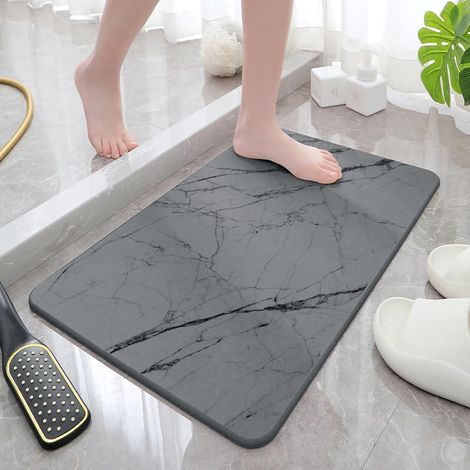 Tapis de bain en pierre de diatomite 60x40 cm – Absorbant, antidérapant, facile à nettoyer, idéal pour salle de bain et cuisine (1/5)