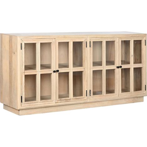Buffet bois naturel vitrine élégance pour salon - Teinte naturelle de bois clair (1/5)