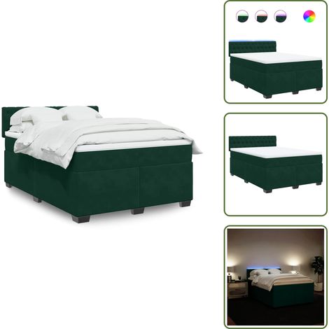 The Living Store Giroletto a Molle con Materasso Verde Scuro 160x200 cm Velluto - Materasso a molle insacchettate