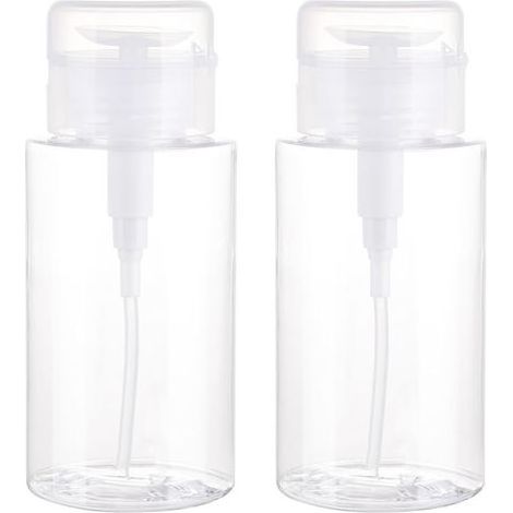 Flacone vuoto con dosatore da 200 ml, dispenser per acqua per cambio pannolini, pompa a vuoto trasparente per struccante e solvente per smalto. (1/5)
