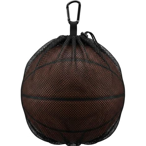 Sac à Ballon en Maille Filet Noir 33x15cm, Sac de Transport Portable avec Cordon de Serrage pour Basketball, Football, Volleyball, Sac à Dos Pratique pour Entraînement et Matchs en Extérieur (1/5)