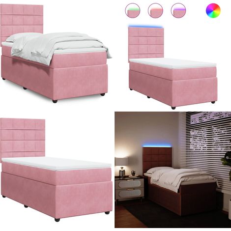 Boxspringbett mit Matratze Rosa 80x200 cm Samt - Boxspringbett - Samtbett - Rosa Bett - Doppelbett - LED Beleuchtung - Home & Living (1/5)
