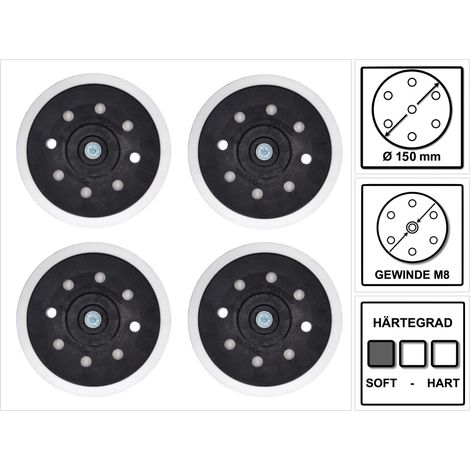 4x Makita disco de lija blando para lijadora / amoladora orbital 150 mm M8 ( 196684-1 )