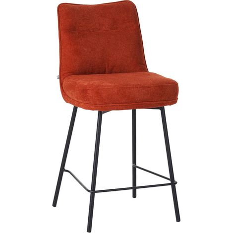 Tabouret de bar Léon tissu terracotta pieds métal (1/5)