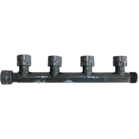Colector de 4 Salidas - 1” H Giratoria x 4 Salidas 1” H Giratoria x 1” M, Montaje Rápido sin Herramientas  Oferta exclusiva