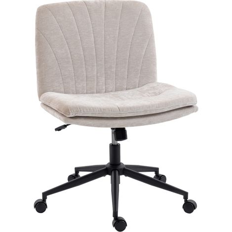 Sedia da ufficio ergonomica beige senza braccioli, altezza regolabile e funzione basculante (1/5)