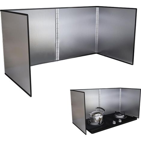 Plaque Anti Projection Cuisine Bouclier Anti-éclaboussures Portable pour Protection D'écran De Cuisinière, Panneau De Protection Anti-éclaboussures Pliable en Acier Inoxydable (45 80 50cm) (1/5)
