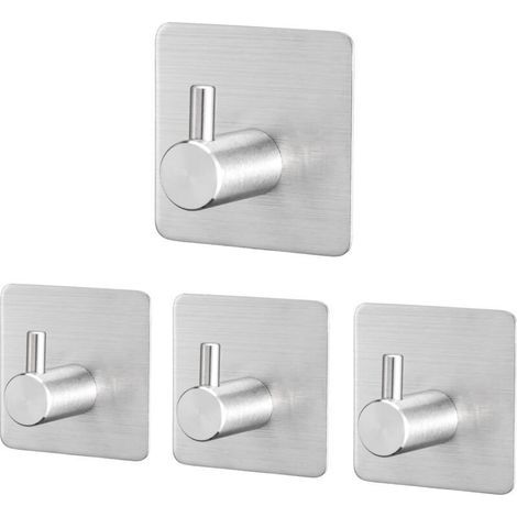 4 ganci adesivi da parete in acciaio inox, ganci adesivi per bagno e cucina, appendiabiti da parete in acciaio inox autoadesivo senza foratura (1/4)