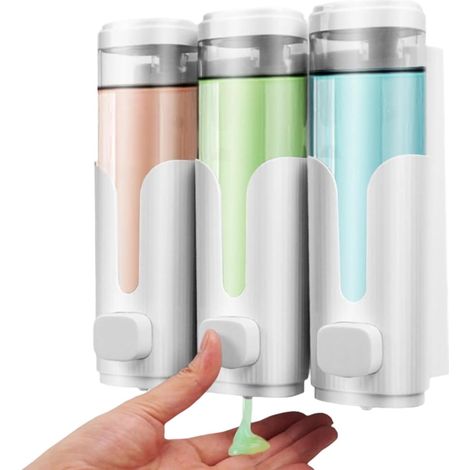 Soap Dispenser 3 Refillable Leak Proof Bottles Wall Mount
