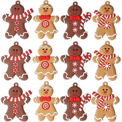 Pendentif Sapin De Noël - Pendentif Homme En Pain D Épice - Décoration Arbre De Noël - Lot De 6 (1/5)