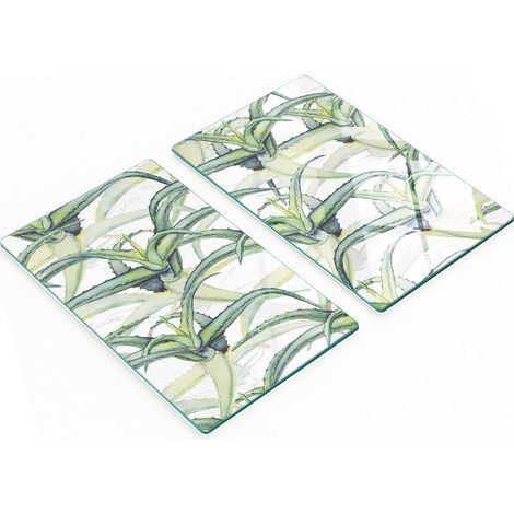 Tableros de vidrio decorativos multifuncionales con estampado de aloe vera, 2x30x52 cm.