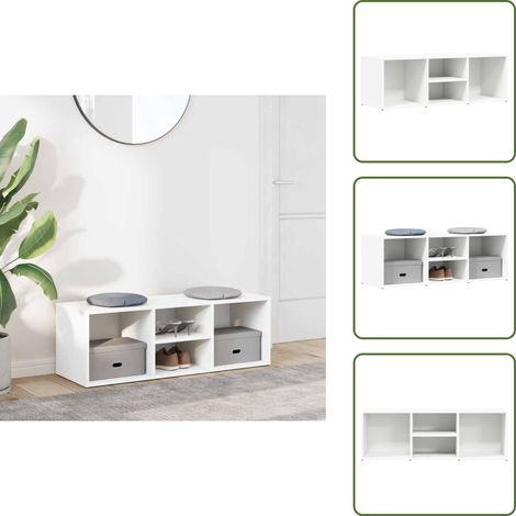 Banco de madera - vidaXL Banco zapatero de madera contrachapada blanco 105x35x35 cm - Banco blanco