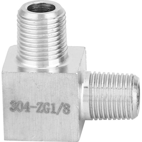 Raccord en acier inoxydable 304, coude 90° mâle-mâle BSPT, connecteur de tuyauterie 1/8, étanche et résistant. (1/5)