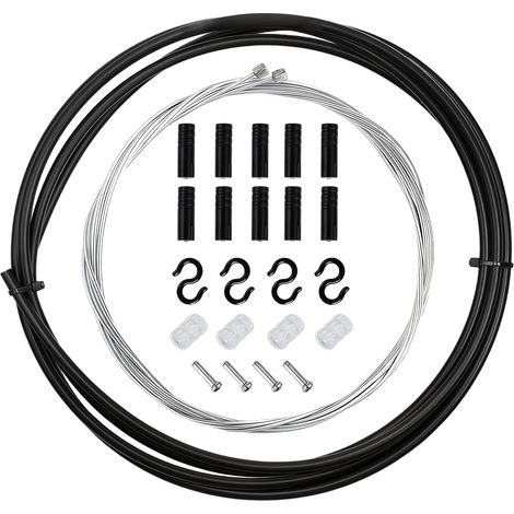 Kit Complet de Câbles de Dérailleur pour Vélo, Ensemble Universel pour VTT et Vélos de Route, Gaine de Câble Résistante, Longueur Ajustable, Remplacement Facile, 2m Pour Dérailleurs, 1,55m et 2,1m (1/5)