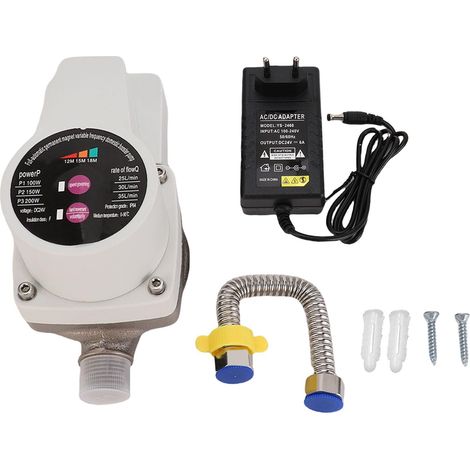 Pompe de surpression d'eau, marche/arrêt automatique avec détection intelligente de la prise d'eau, 3 réglages de vitesse 100 W 150 W 200 W, pour robinet de douche, (1/5)